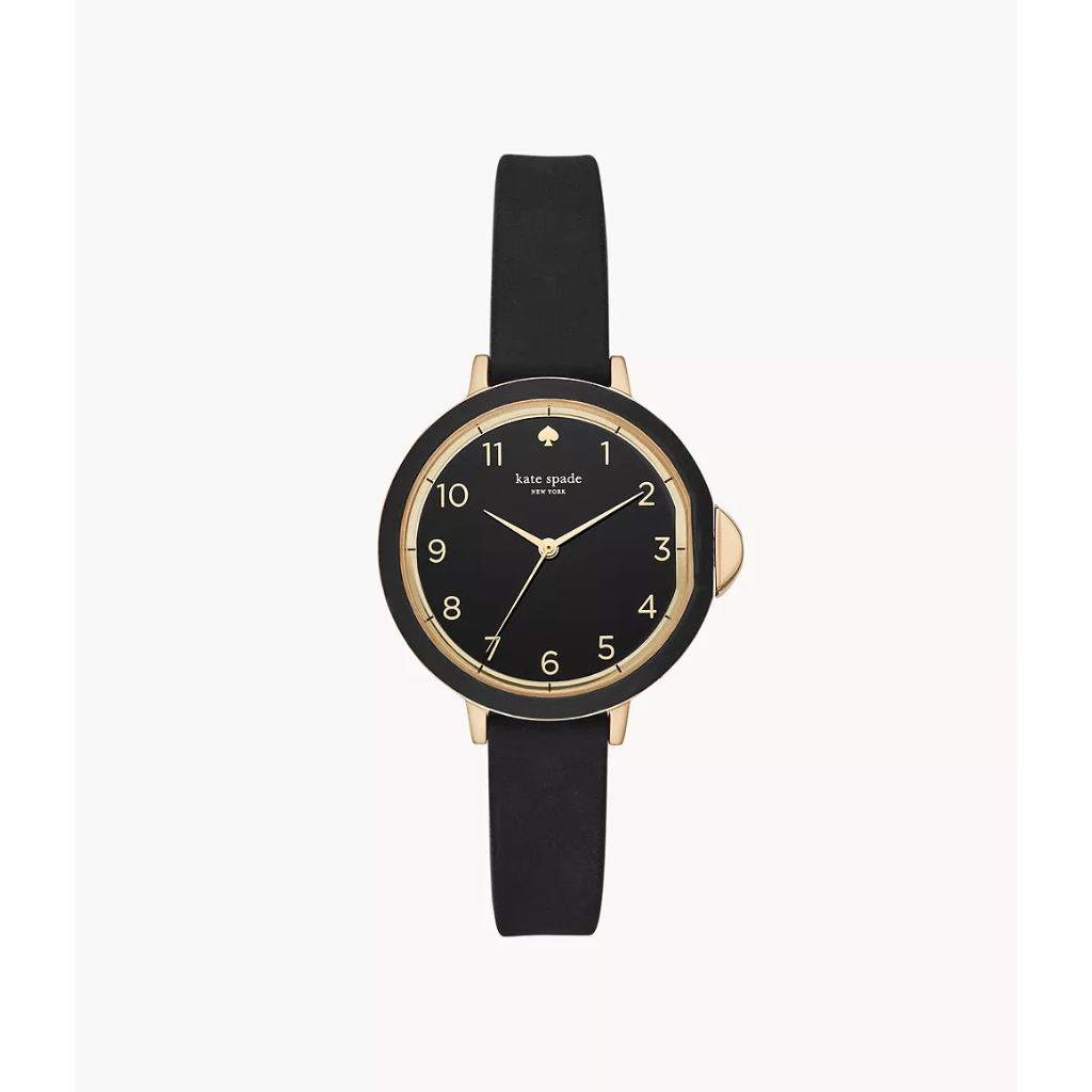 Kate Spade New York Park Row Three-Hand Black Silicone Watch - Jam Tangan Wanita