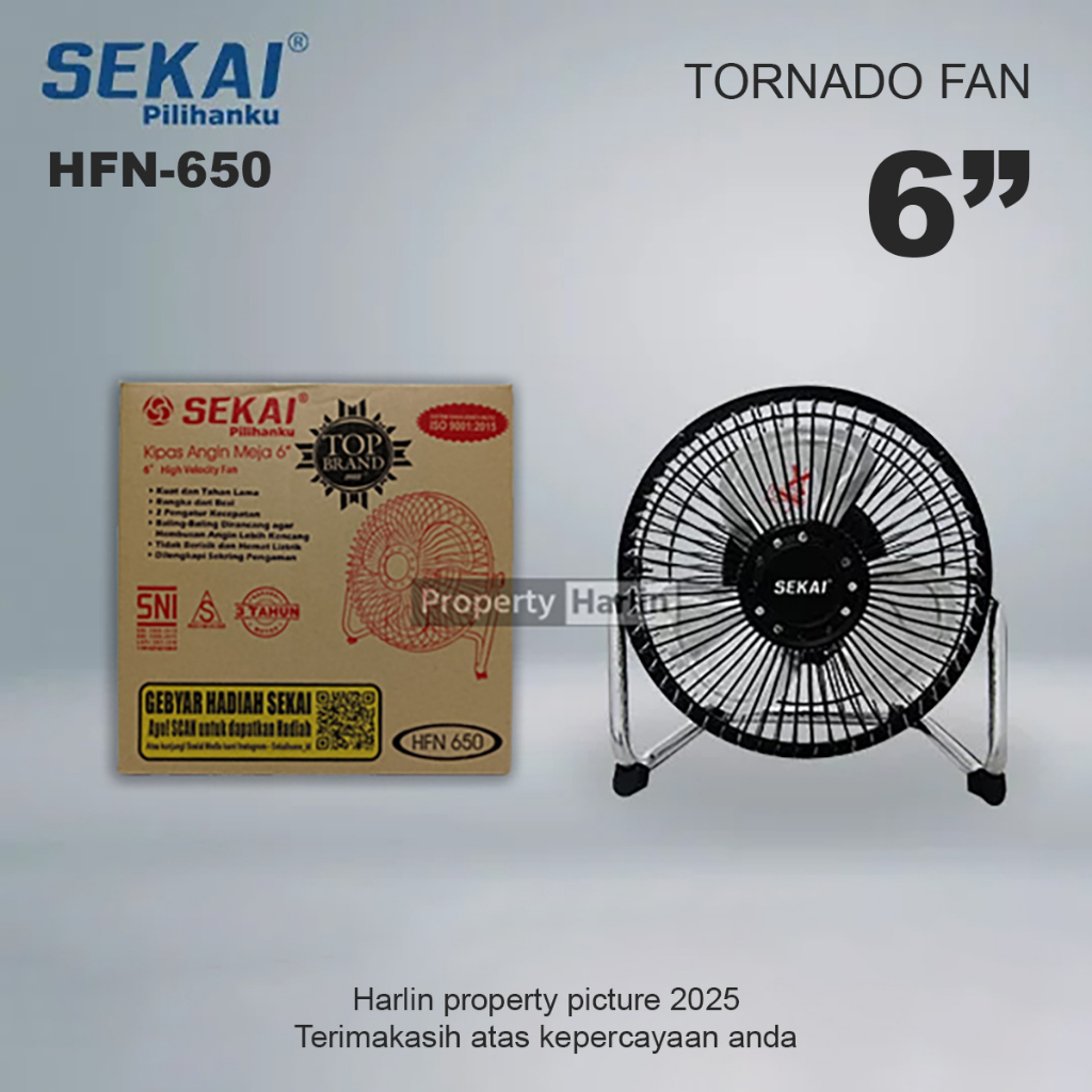 Kipas angin meja mini Sekai HFN 650 tornado fan mini Sekai, 6 inch