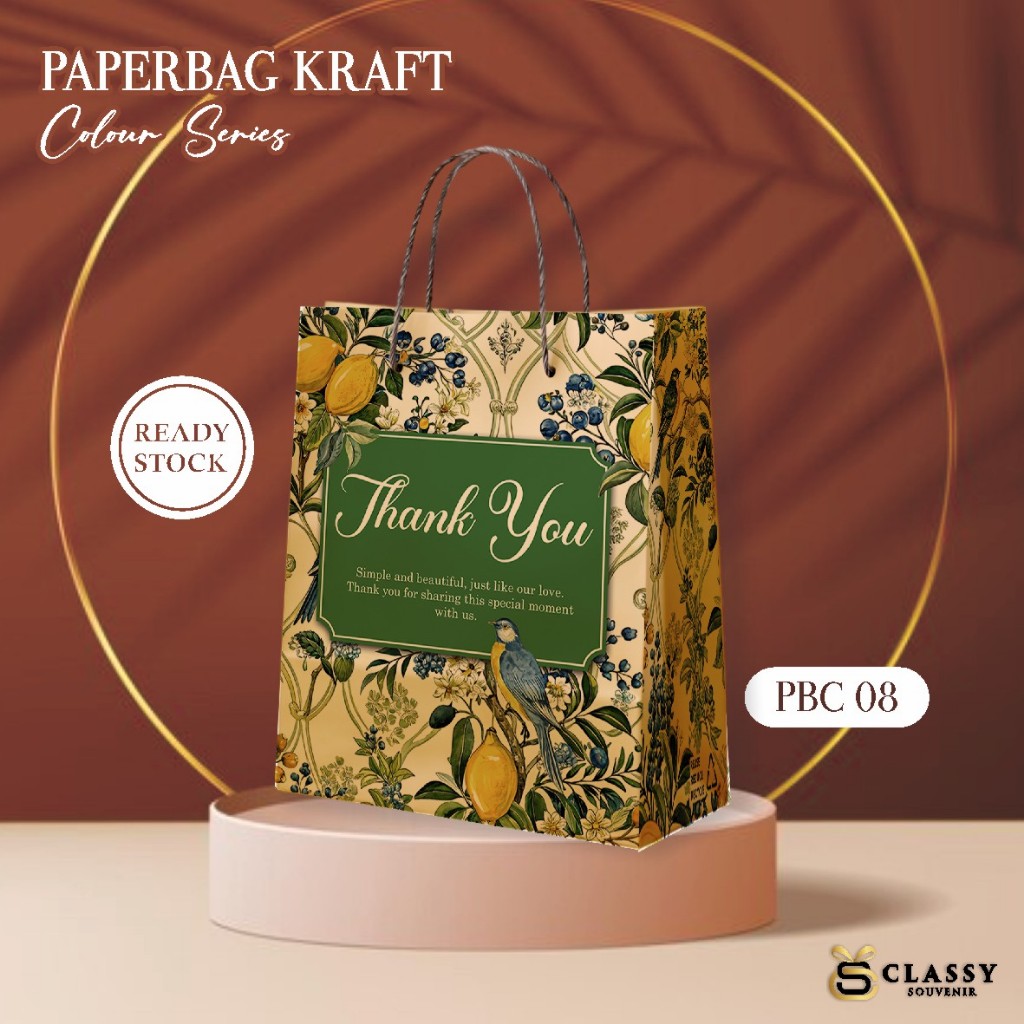 

[12 PCS] PAPERBAG PBC 08 MOTIF READY STOCK - TAS SOUVENIR PERNIKAHAN BAHAN KRAFT LUSINAN