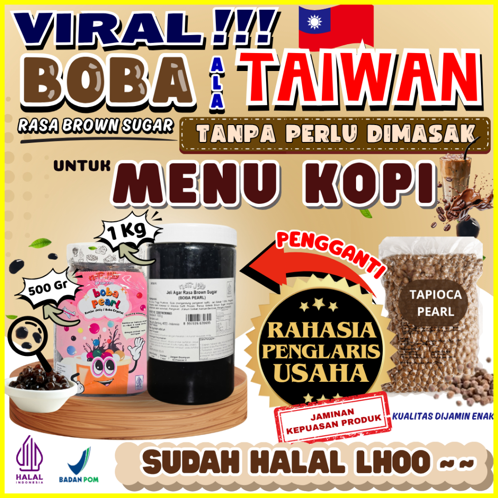

BobaTapiocaPearlSiapSajiPerpaduan FRISIAN FLAG Susu UHT Original - Boba Pearl Brown Sugar 1 Kg | Cocok Untuk Semua Jenis Minuman