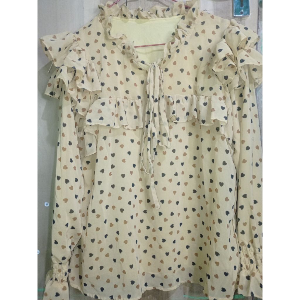 blouse ruffle sifon berfuring