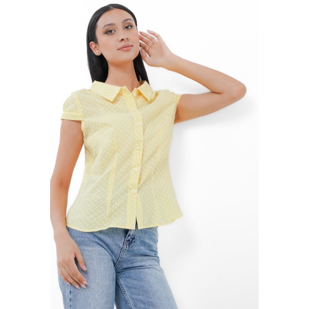 Kemeja Kuning Polkadot Slimfit Preloved Second
