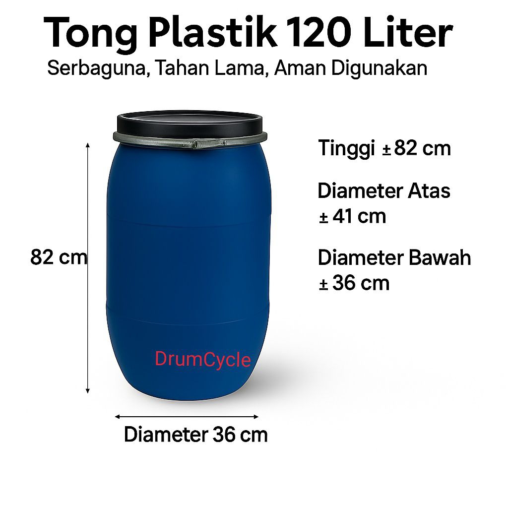 Tong Plastik HDPE 120 Liter - Penampungan Air, Sampah dan Komposter | Tebal dan Tahan Cuaca