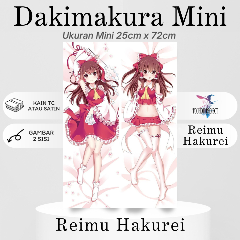 DAKIMAKURA Mini REIMU HAKUREI Touhou Project - Sarung bantal Mini Waifu Anime Toho Project