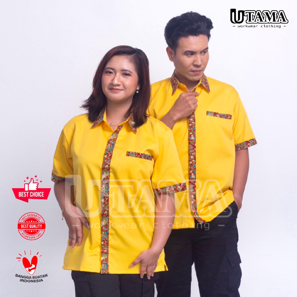 Kemeja Kerja Batik Karyawan - Baju Kerja Catering - Baju Batik - Kemeja Kerja - Seragam Kerja Batik 