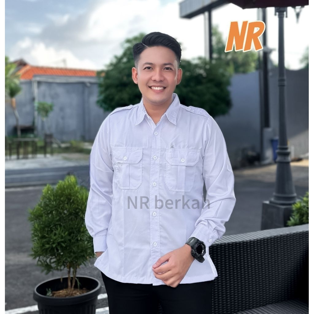 Pakaian Dinas Harian PDH Putih Pria Lengan Panjang