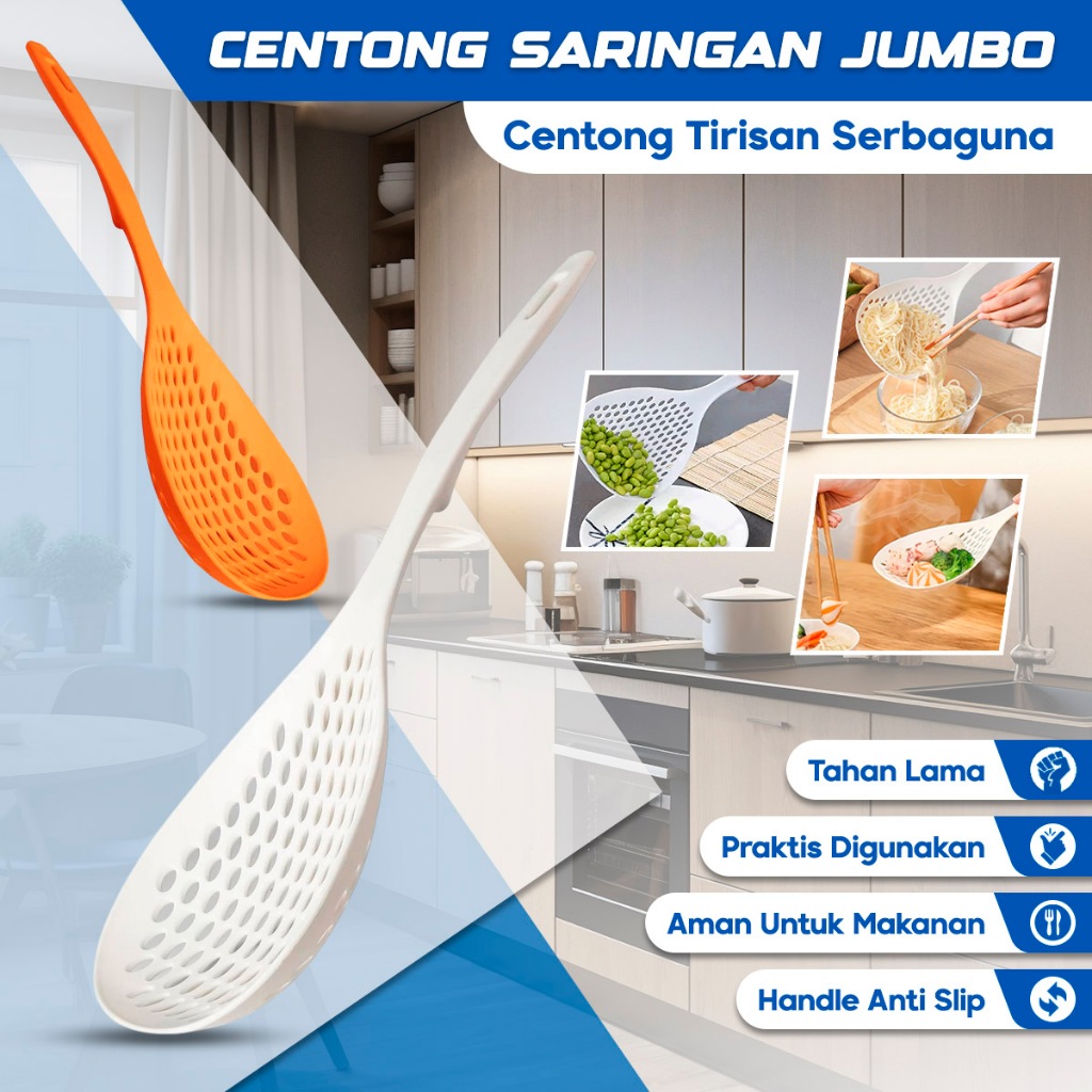 Centong Saringan Mie Jumbo – Sendok Saringan Serbaguna Penyaring Centong Jumbo Penyaring Sayur Penya