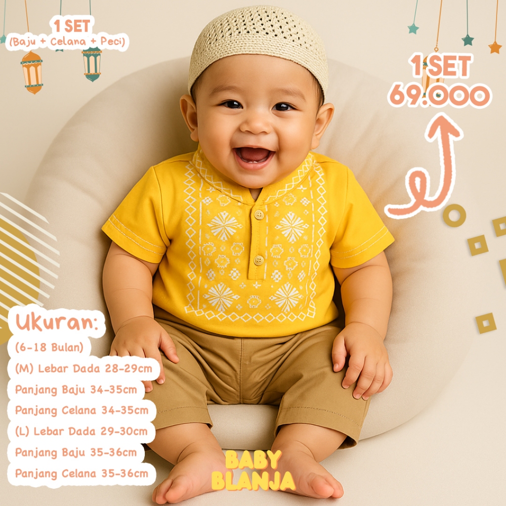 Baju Koko Anak Bayi Laki Laki 6 18 Bulan Abraham Set
