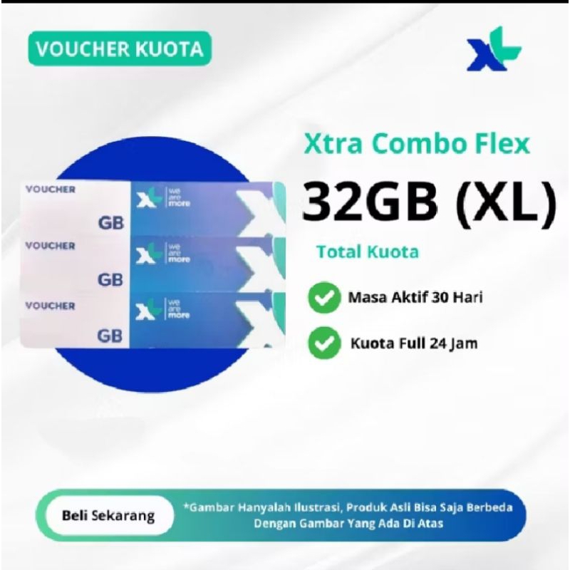 voucher Kouta xl 32gb full 24 jam masa aktif 30 hari
