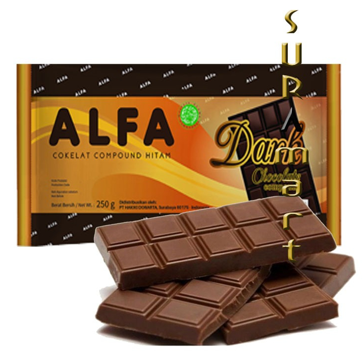 

(250 gr - 500 gr) ALFA DARK CHOCOLATE Cokelat Blok Kue Coklat Batangan