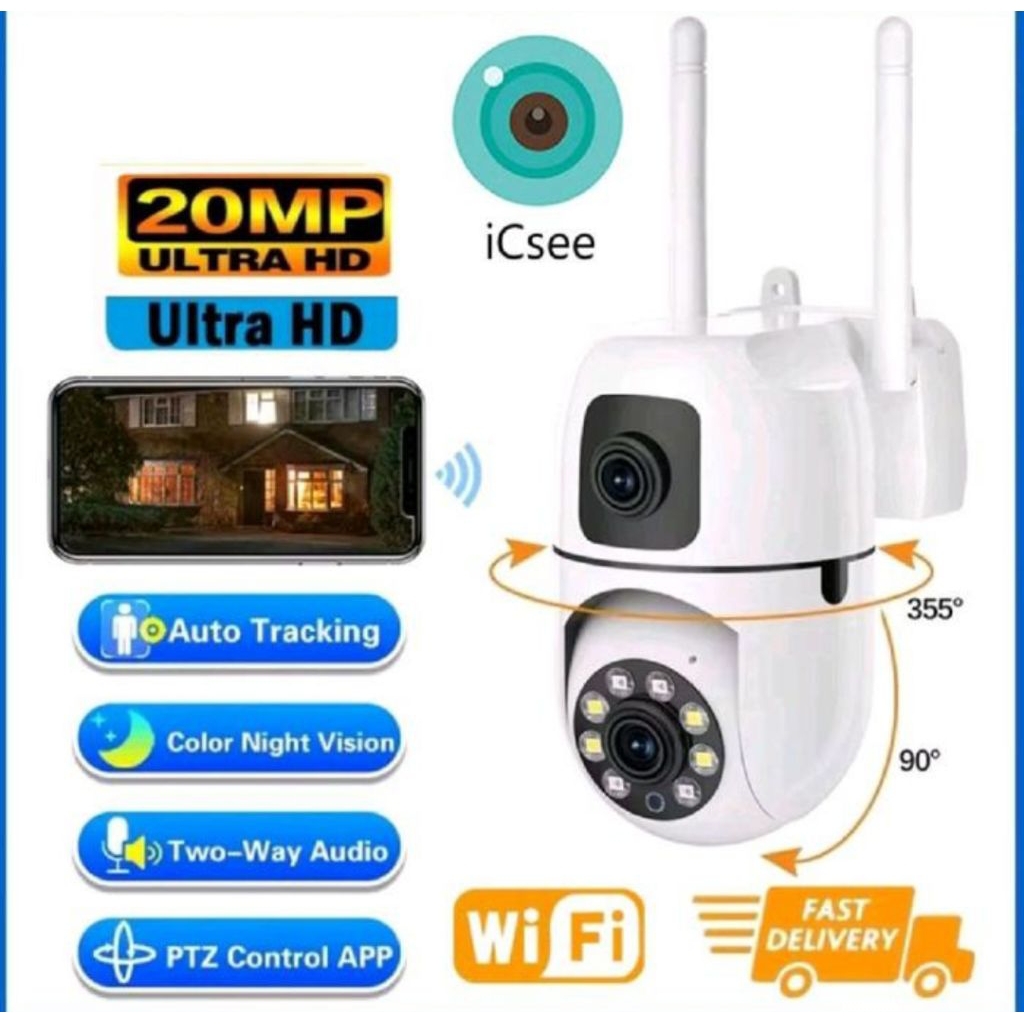 CCTV KAMERA/CAMERA DOUBLE LENSA APLIKASI ICSEE WIFI WIRELESS -hanya cctv