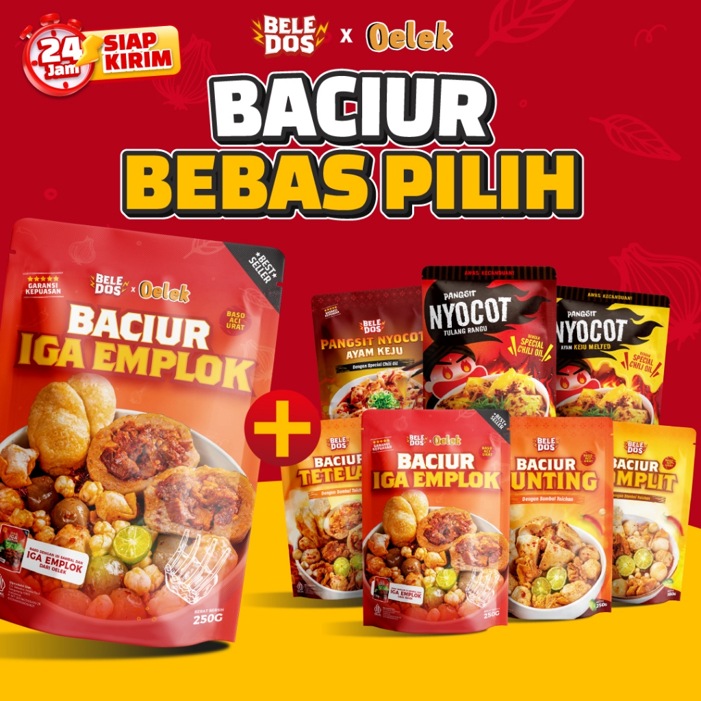 

Beledos Baciur Bebas Pilih/ Baciur Iga Emplok / Pangsit Nyocot Tulang Rangu / Pangsit Nyocot Ayam Keju