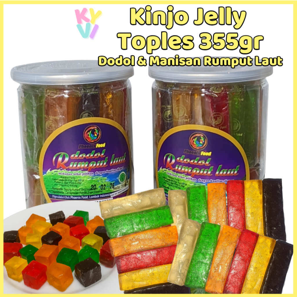 

KYVI - Kinjo Jelly Phoenix Dodol Rumput Laut Toples 355gr Oleh- Oleh Khas Lombok / Dodol Rumput Laut Cemilan Sehat / Cemilan Jelly kinjo / Kinjo Jelly