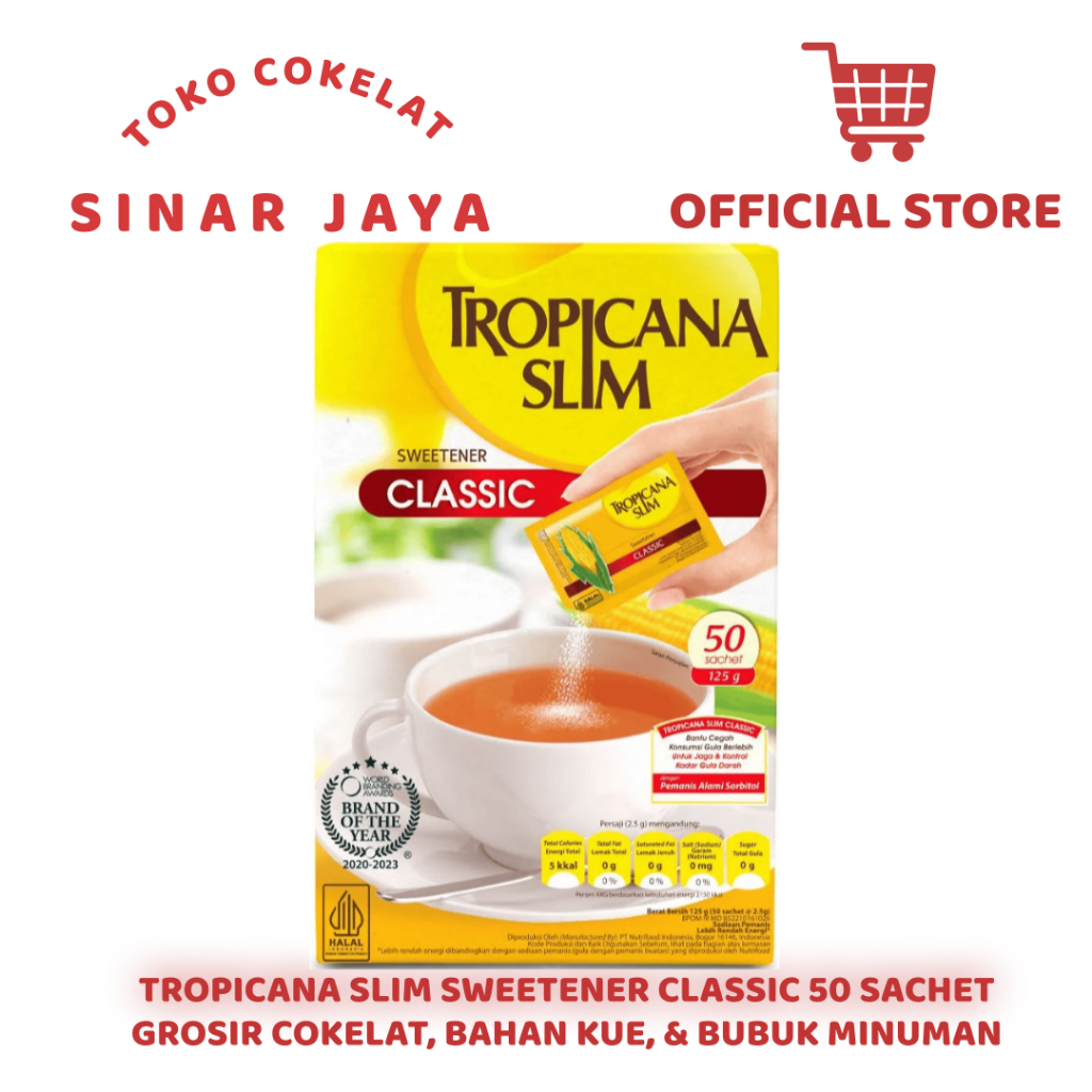 

Tropicana Slim Classic Sweetener 50 Sachet - Pemanis Cocok Untuk Diabetes & Diet (Bantu Batasi Gula)