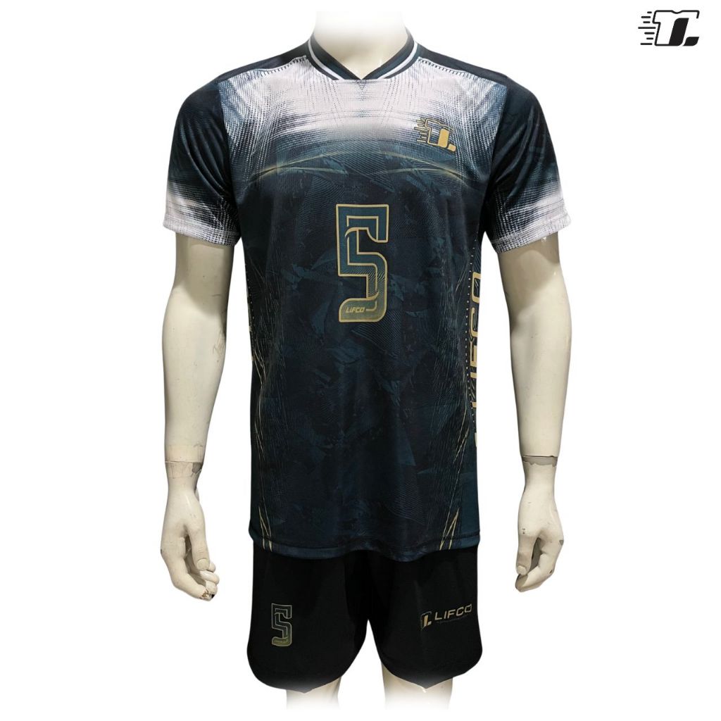 Lifco Jersey Dan Celana Voli Cowok Premium  Full Printing Hijau Gelap Putih (Dijual Secara Terpisah)