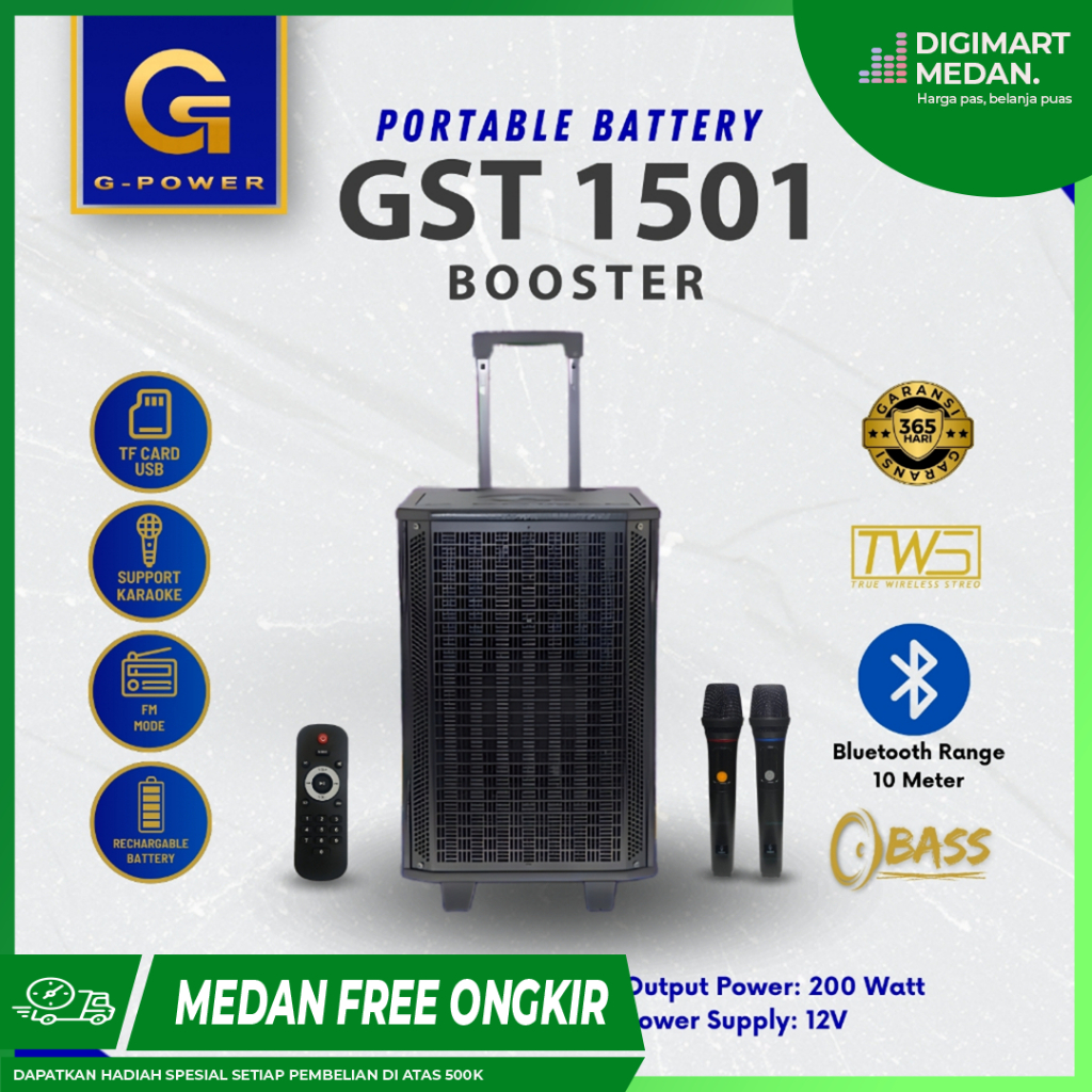 G-POWER Gst-1501 Booster / Speaker Meeting Bluetooth / 15 Inch Speaker / Garansi Resmi