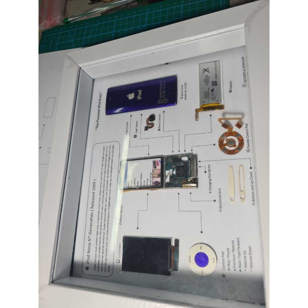 Dekorasi Ruangan Frame Art 3D Artwork Dissasembly iPod Nano 5th Generation