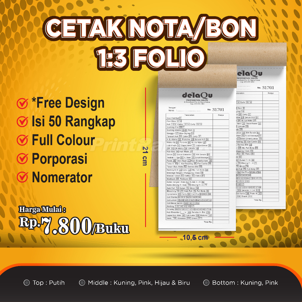 

PRINT CETAK NOTA CUSTOM 1/3 FOLIO 10,5 x 21 cm