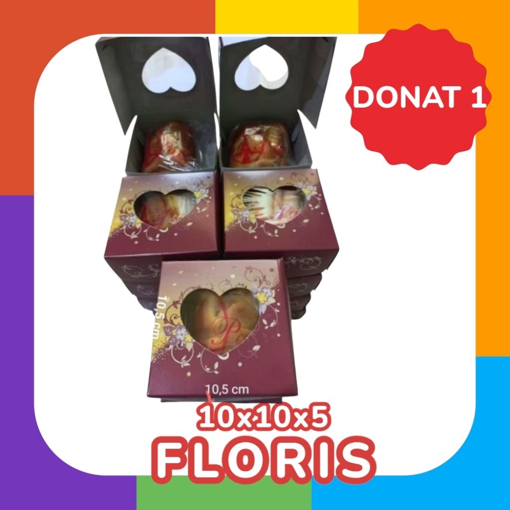 

GROSIR [100pc] BOX DONAT 1 / 10x10x5 Polos / Cetak Floris / Brown Kraft Dus Kemasan Snack Kecil Kardus