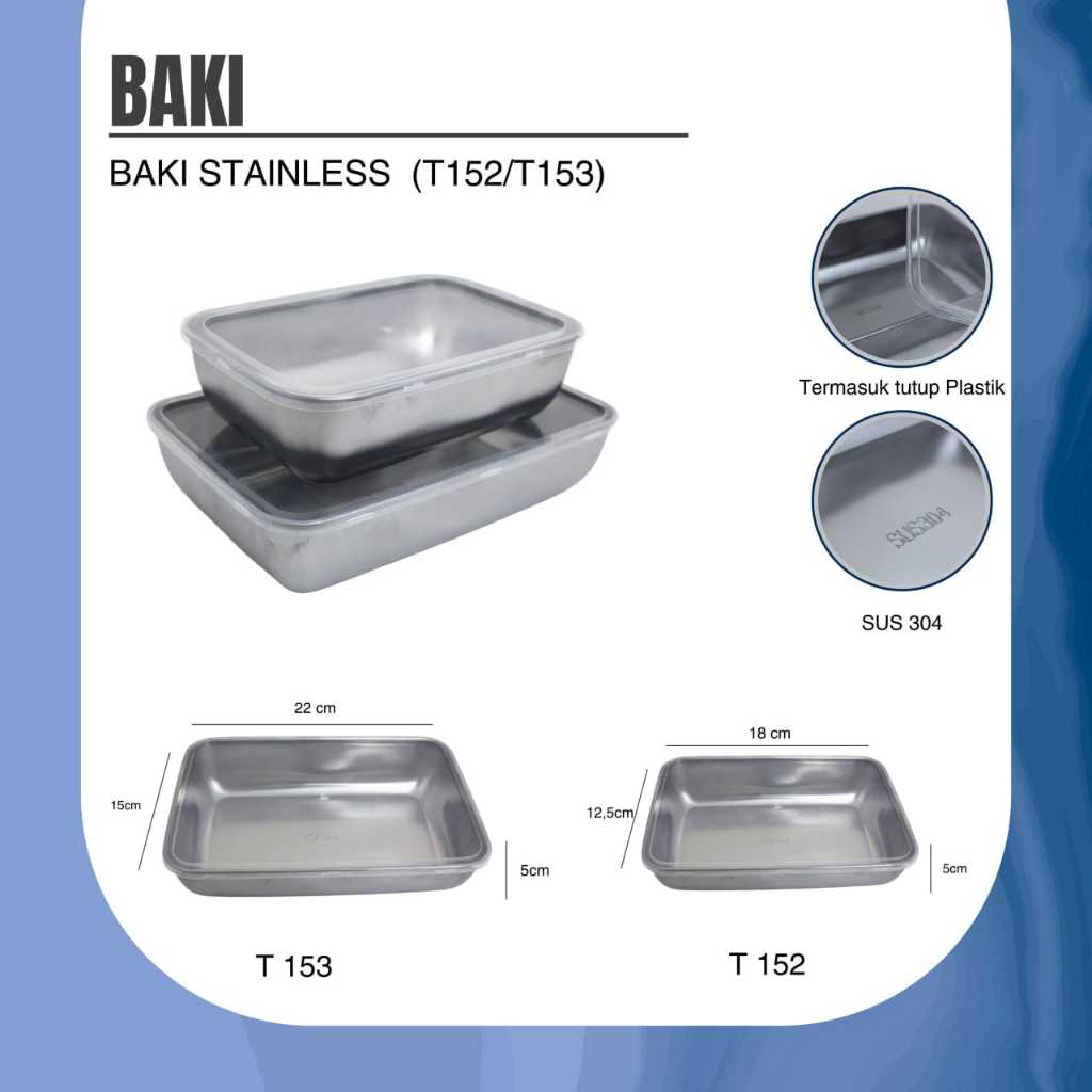 Food Box Baki Stainless Stell SUS 304 + Tutup Plastik
