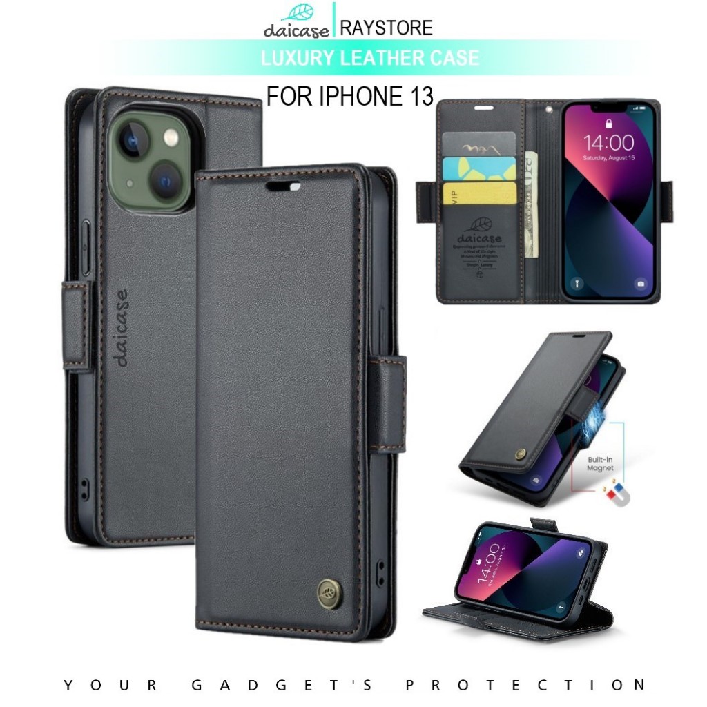 IPHONE 13 FLIP LEATHER CASE PREMIUM-FLIP WALLET CASE UNTUK IPHONE 13