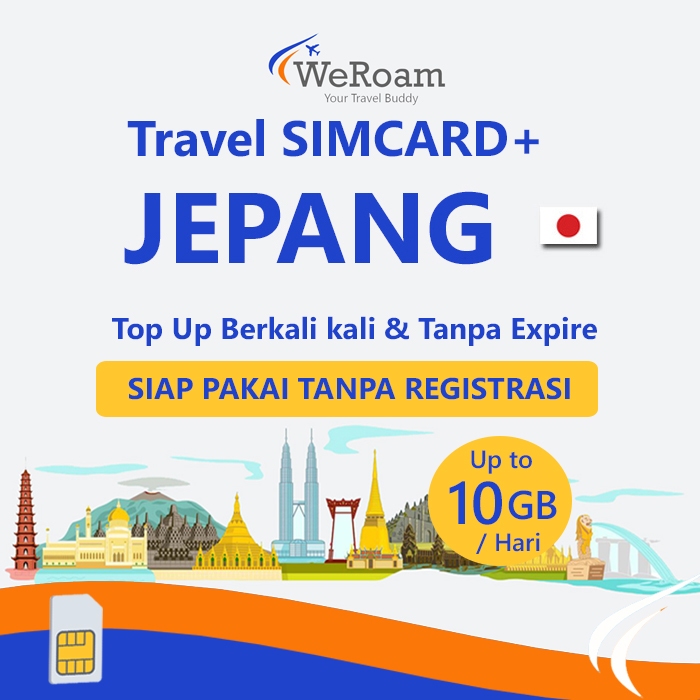 WeRoam Simcard+ Jepang  Kuota Extra Unlimited Data Harian Topupable Travel Internet Roaming Japan Si