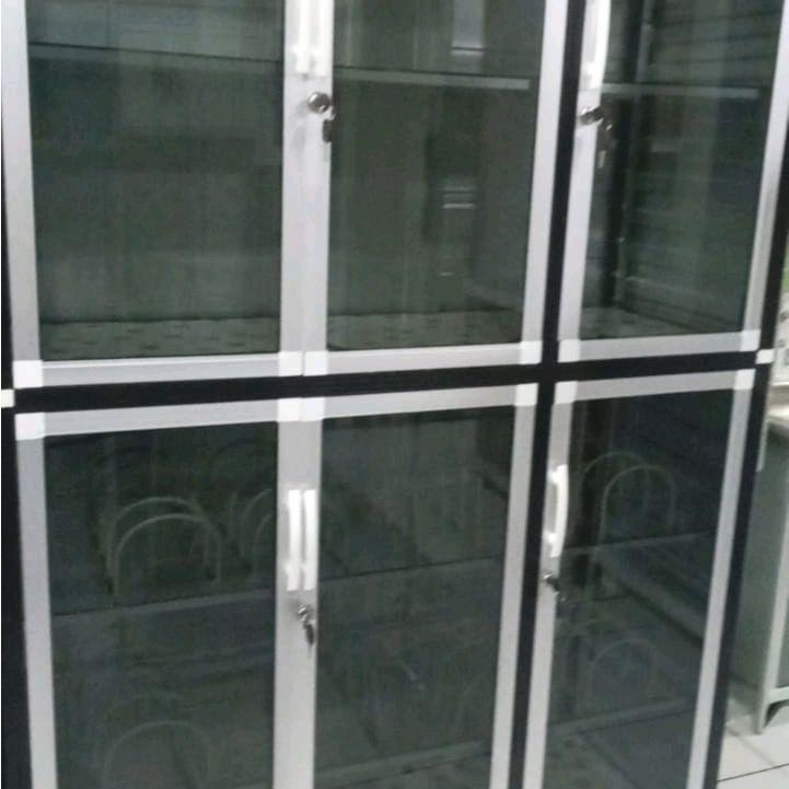 RAK PIRING ALUMUNIUM 3 PINTU MAGICOM / GANTUNG/ PRINTING / KACA SUNBLAST