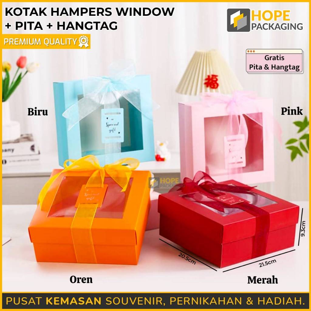 

Kotak Hampers Window + Pita + Hangtag / Kotak Kado / Box Jendela / Kotak Hadiah / Kotak Jendela Premium