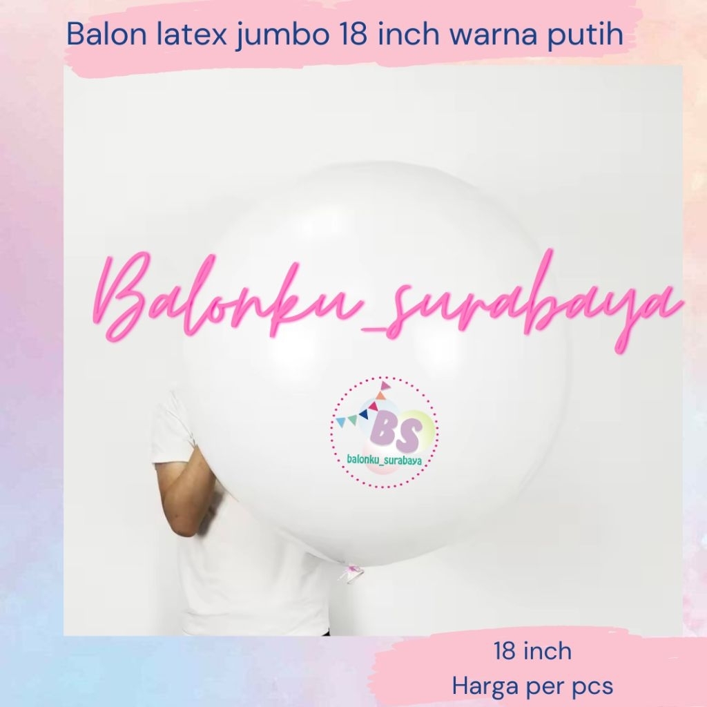 balon latex jumbo 18 inch warna putih tebal