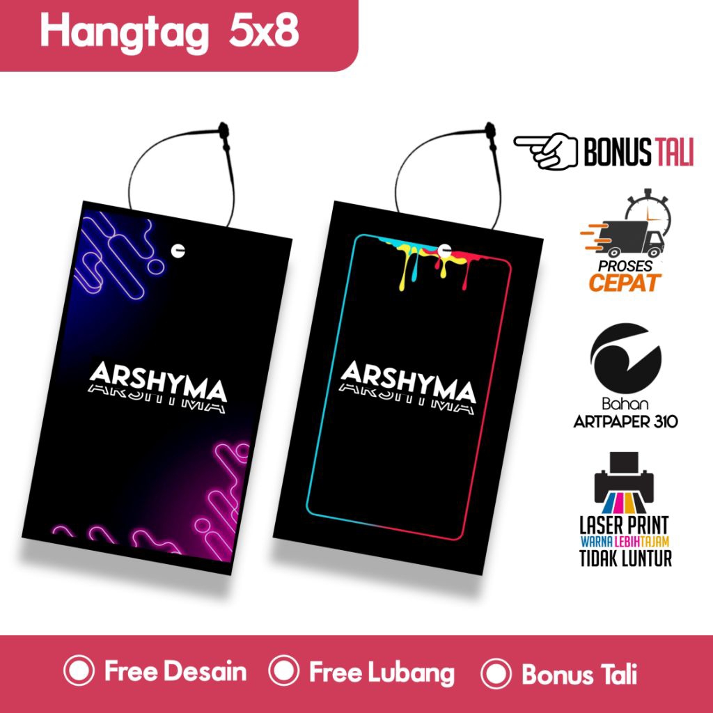 

Hang Tag Baju (FREE DESIGN) - Label Baju - Cetak Hangtag Baju - Label - Hangtag 5x8