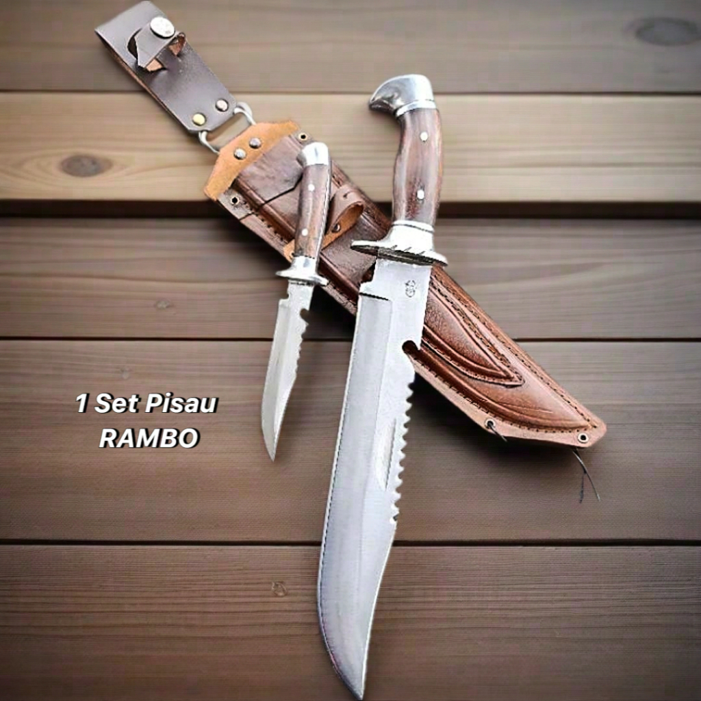 Pisau survival outdoor RAMBO JUMBO full 1 set