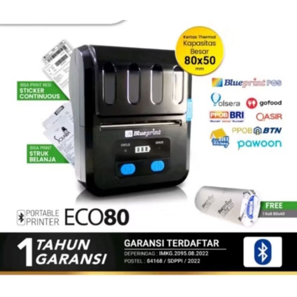 printer thermal resi blueprint eco80 baterai