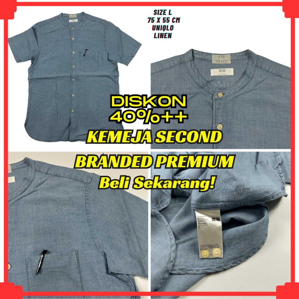 X58 Kemeja Second Branded Pria Koko Sanghai | Baju Bekas Preloved Lengan Pendek