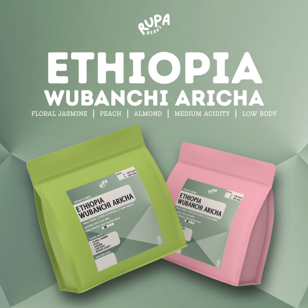 

Biji Kopi 100% Arabica Single Origin Ethiopia Wubachi Aricha Specialty Coffee V60 Manual Brew by RupaBeans