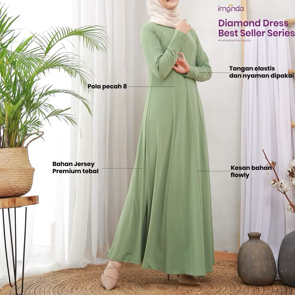 Ummaonlinestore *Irnanda NADA DRESS Jersey spandek premium | gamis polos  jersey korea