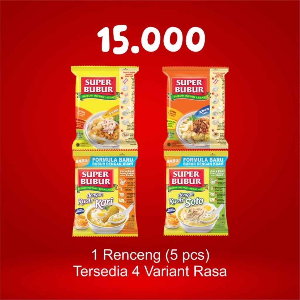 

Super Bubur 1 renceng isi 5 sachet