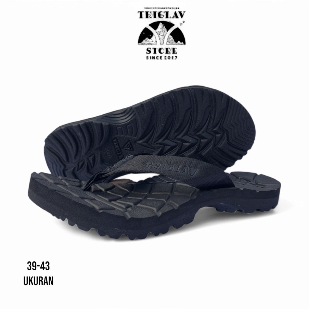 Triglav-sandal jepit gunung outdoor cowok terbaru,Eiger casual pro premium super black size 41