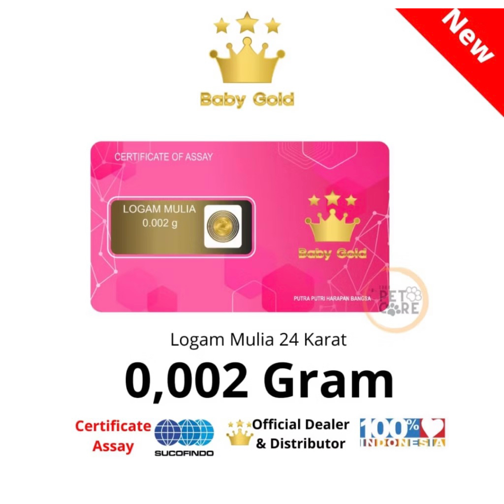 emas mini baby gold 0,002gr paket isi 10pcs finegold asli sertifikat 24k
