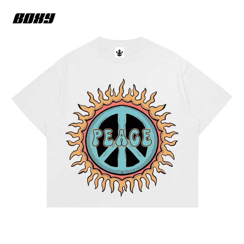 Ganzet Store T-shirt Oversize unisex Fit Boxy kaos PEACE MATAHARI kaos musik bahan katun 24s sablon 
