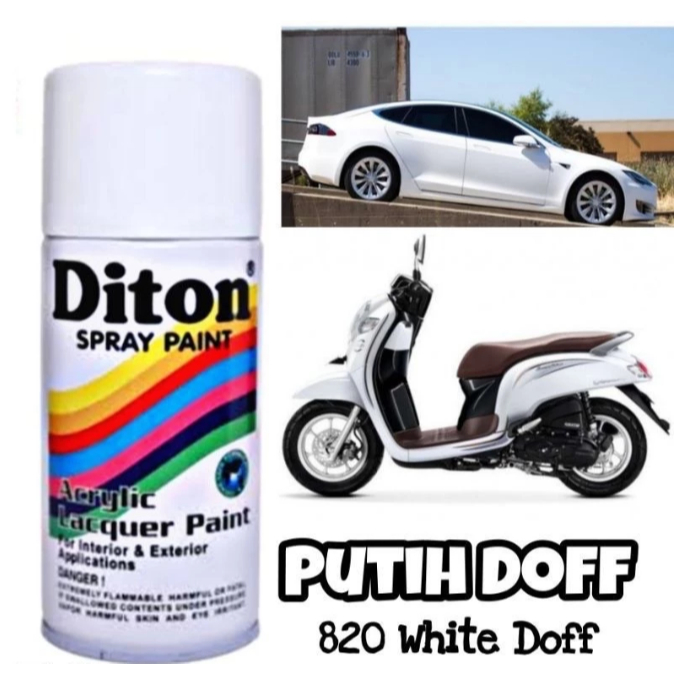 Diton White Doff 820 Putih Dof 300ml Cat Semprot Pilok Pylox Pilox Dop Matt Matte Flat Kendaraan Mot