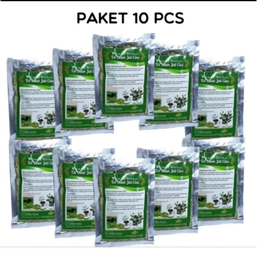 

PROMO GROSIR Teh daun jati cina 10 bungkus jaticina pelangsing hikmah Mega teh herbal