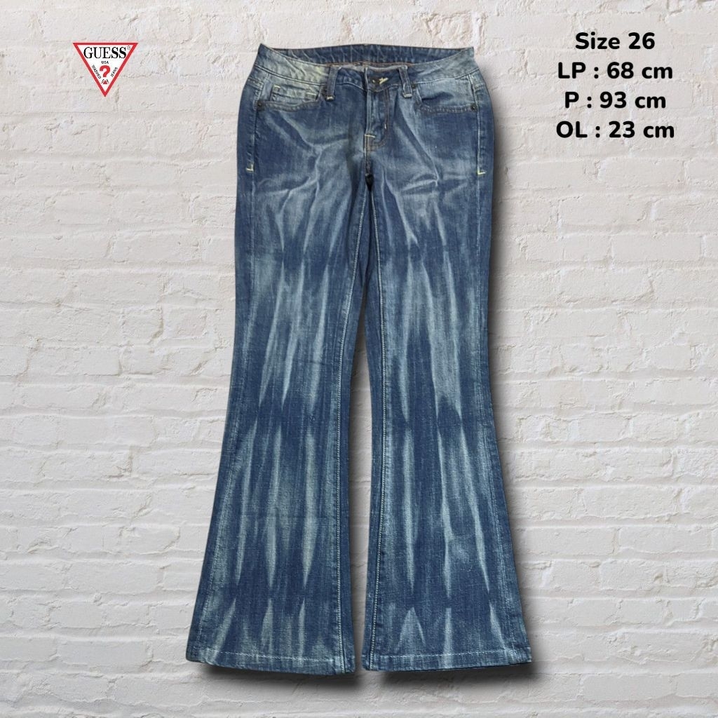 Size 26 Celana Panjang Longpants Jeans Guess Blue Washed Fading Bootcut Flare Original Second Prelov