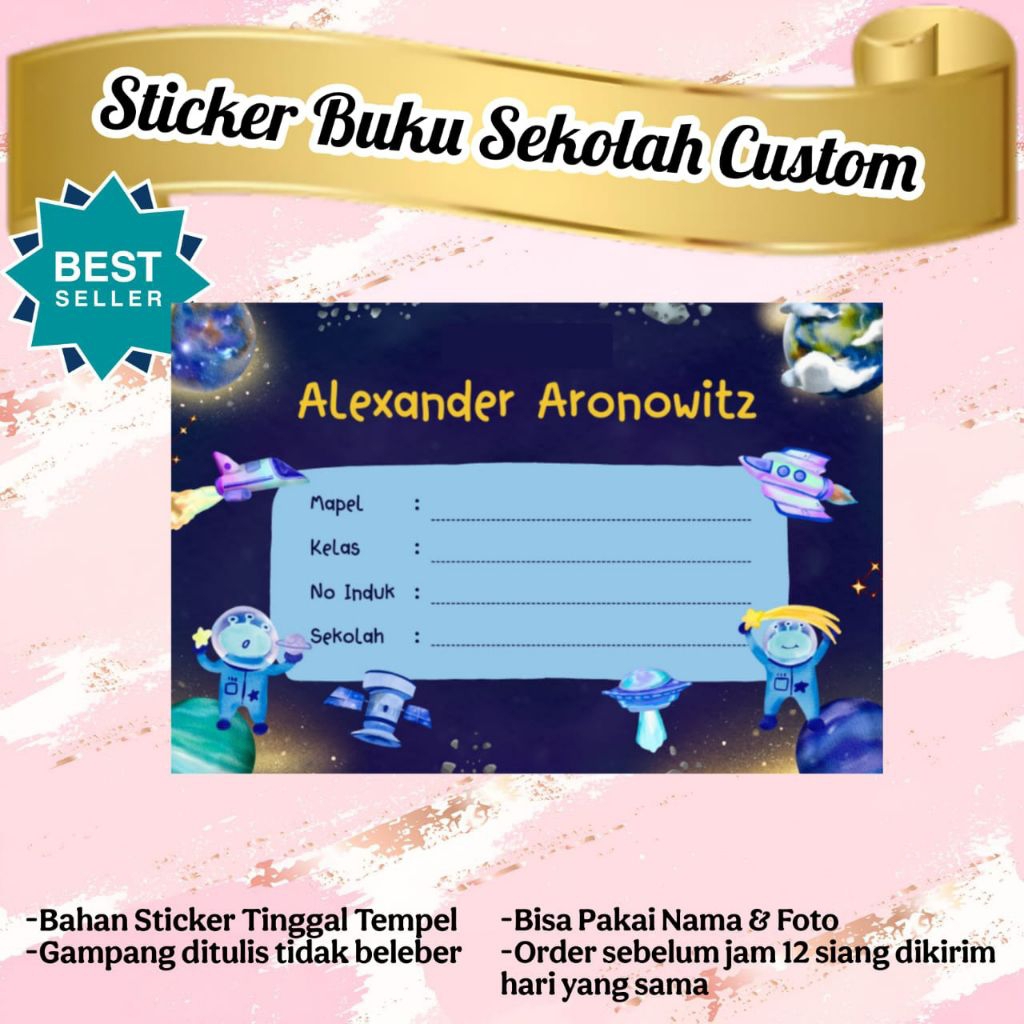 

STIKER LABEL BUKU SEKOLAH MOTIF ASTRONOT/ ALIEN / SPACE