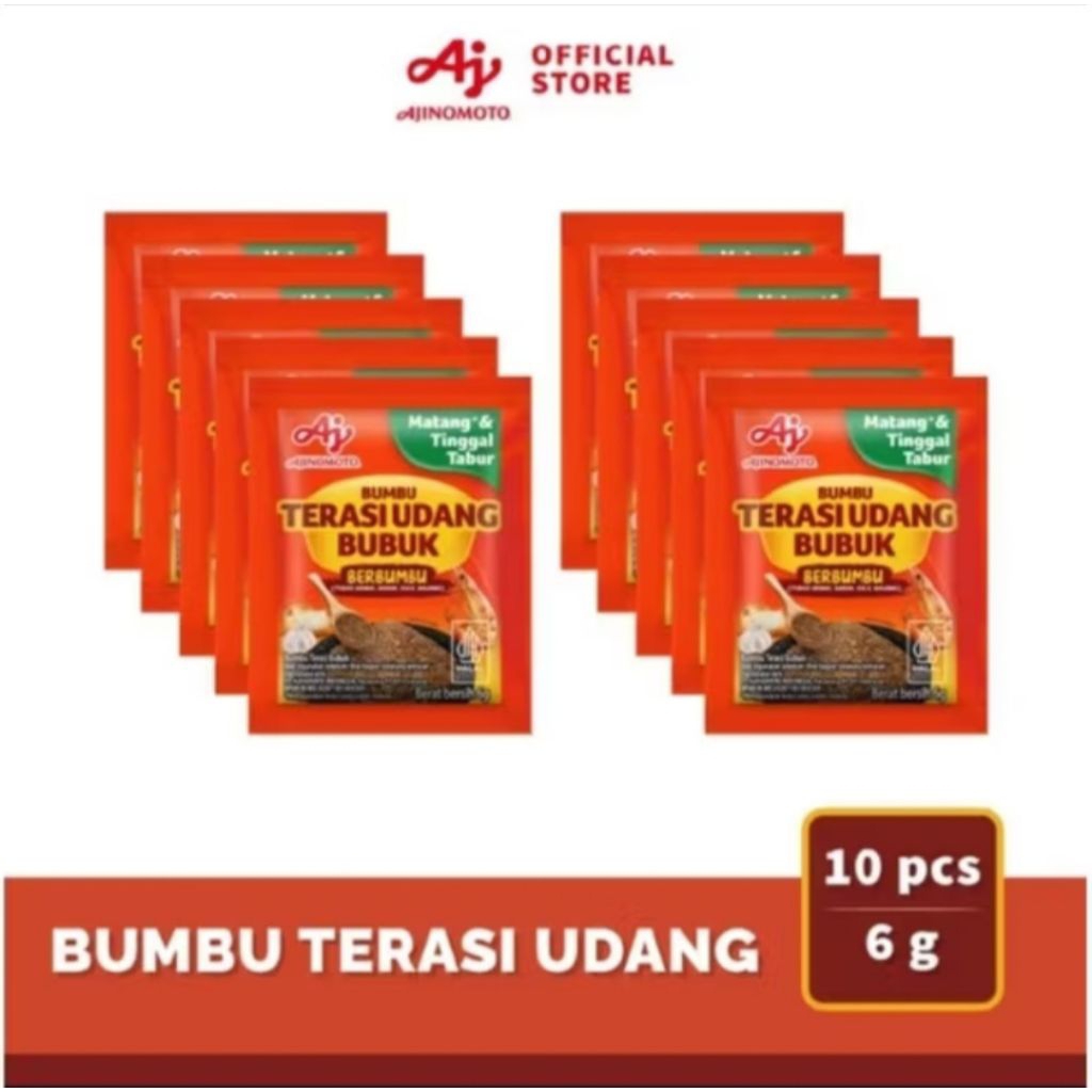 

10 PCS-AJINOMOTO TERASI UDANG BUBUK 6g BERBUMBU 1RENCENG