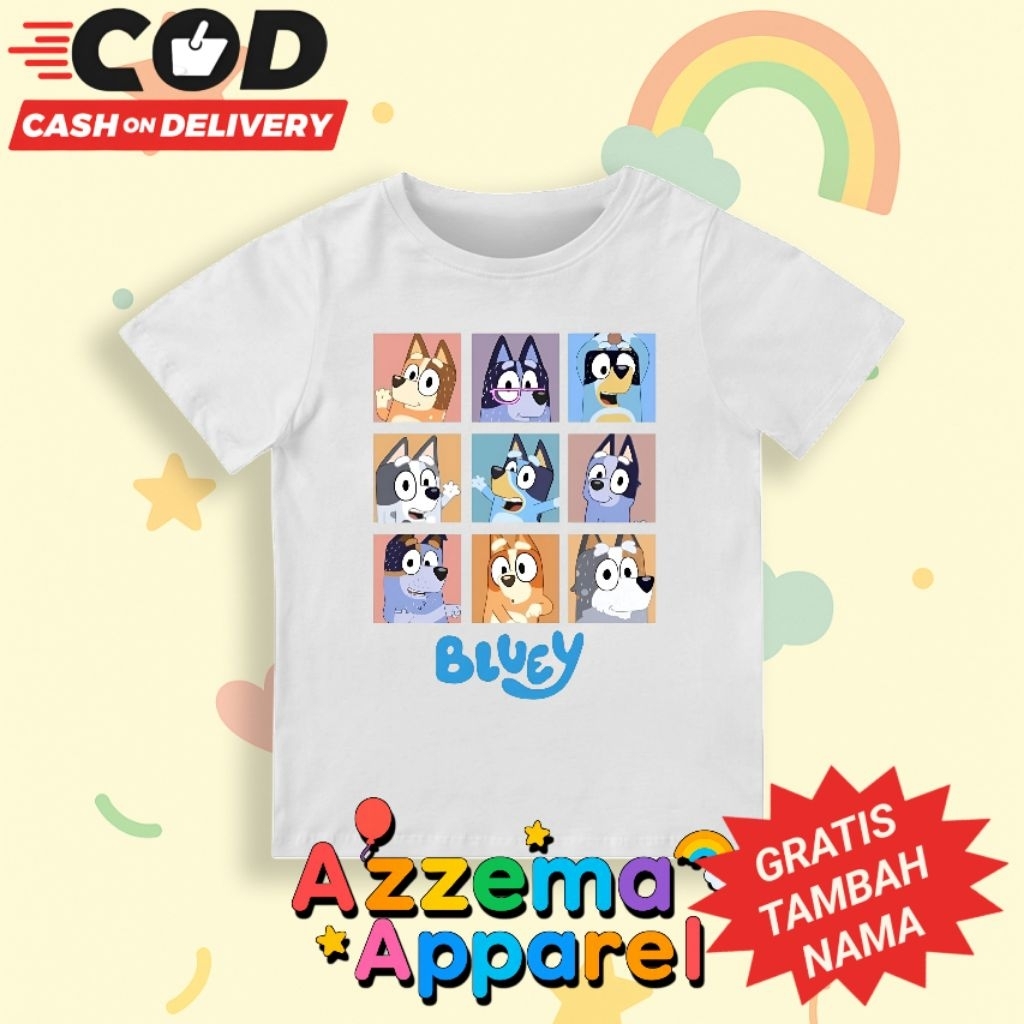 T-shirt Anak Bluey / Baju Anak Bluey / Kaos Anak Bluey