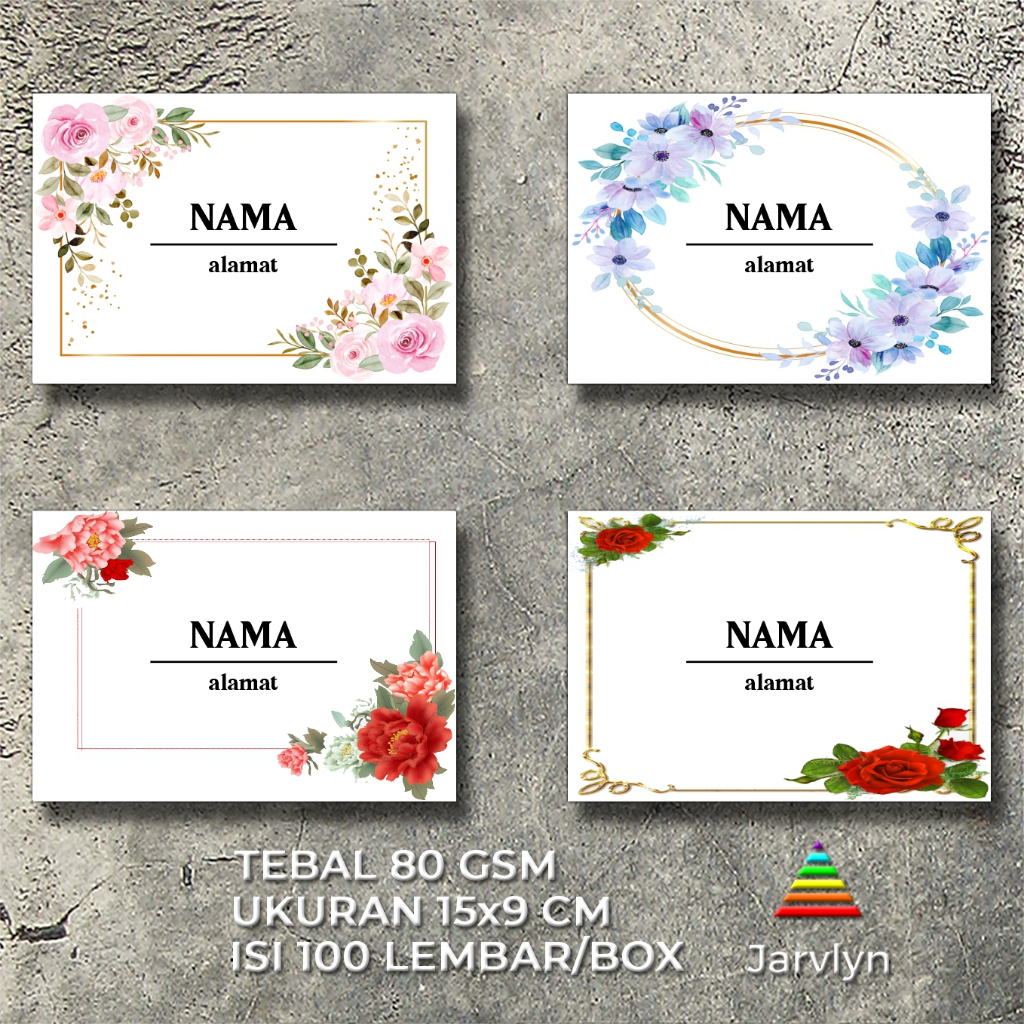 

Amplop Undangan Custom Nama Alamat Logo ukuran sedang 152x90mm isi 100 lembar