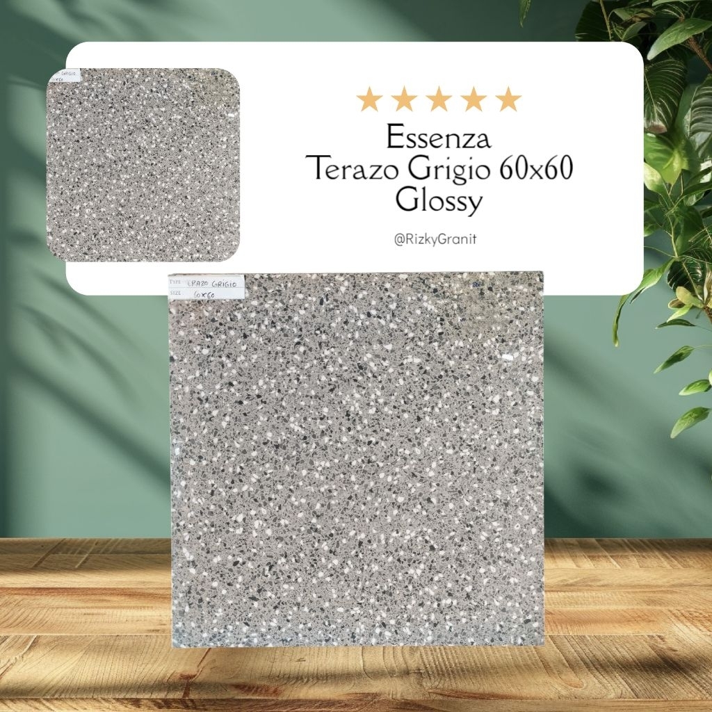 Granit Essenza Lantai 60x60 Terrazo Grigio (Glossy/Licin)