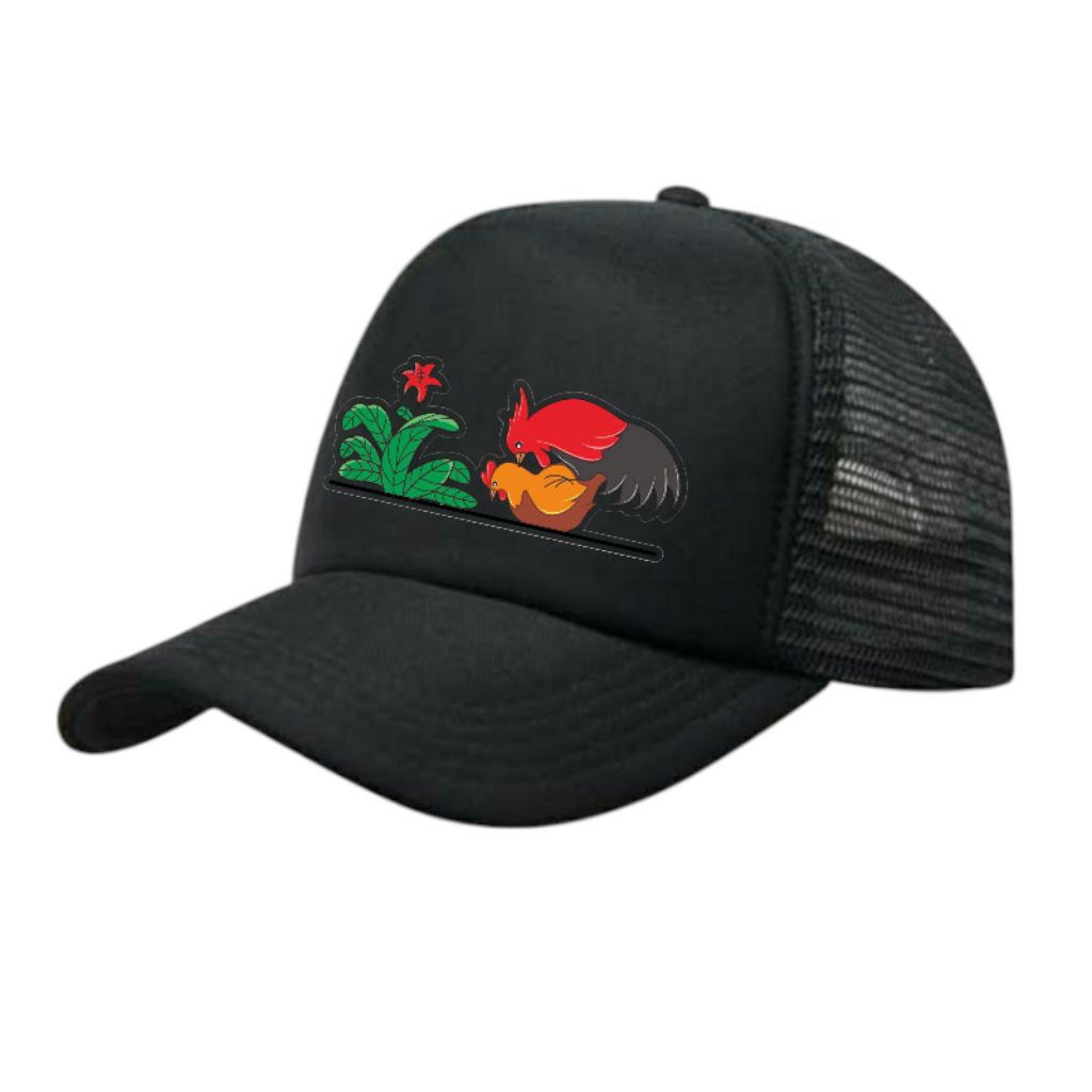 Topi Jaring Custom Mangkok ayam Kawin Topi Trucker Hat Dengan Desain Ayam Dan Bunga