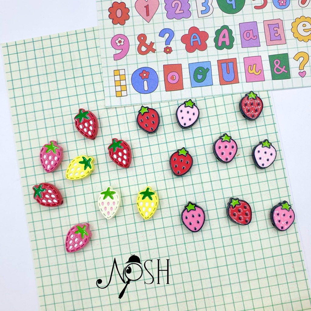 DIY Manik Besi Stroberi /  Metal Alloy Strawberry Crown Beads