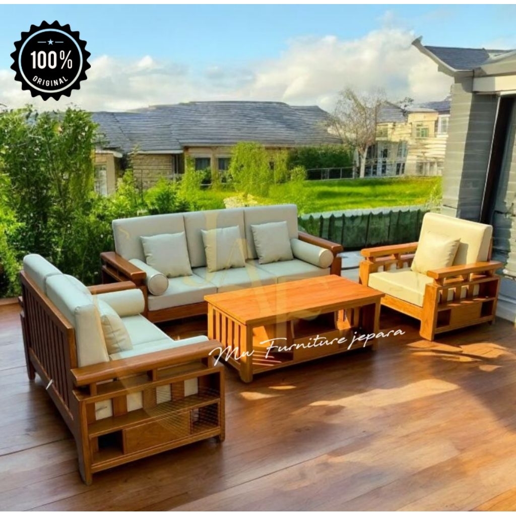 Kursi Sofa Tamu Minimalis Modern Jati Luxury & Meja Tamu/Kursi Sofa Ruang Tamu Minimalis Modern